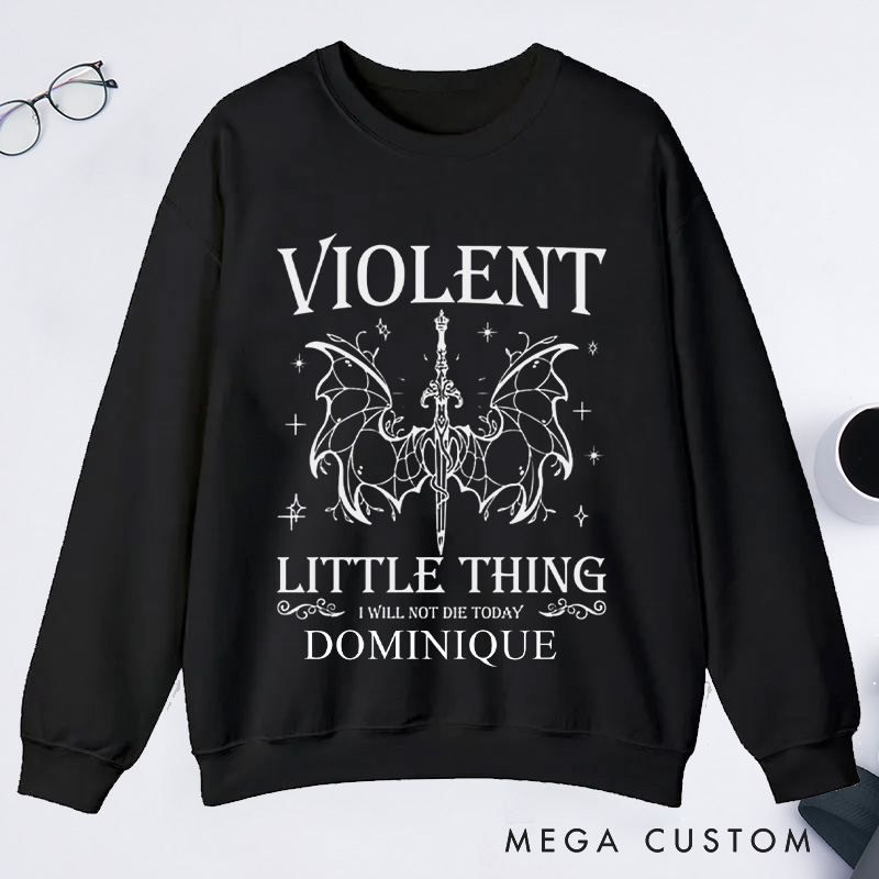 Personalized Violent Little Thing Classic Sweatshirts with Name Custom Reading Sweatshirt for Book Lover Gift Librarian Gift Reader Gift