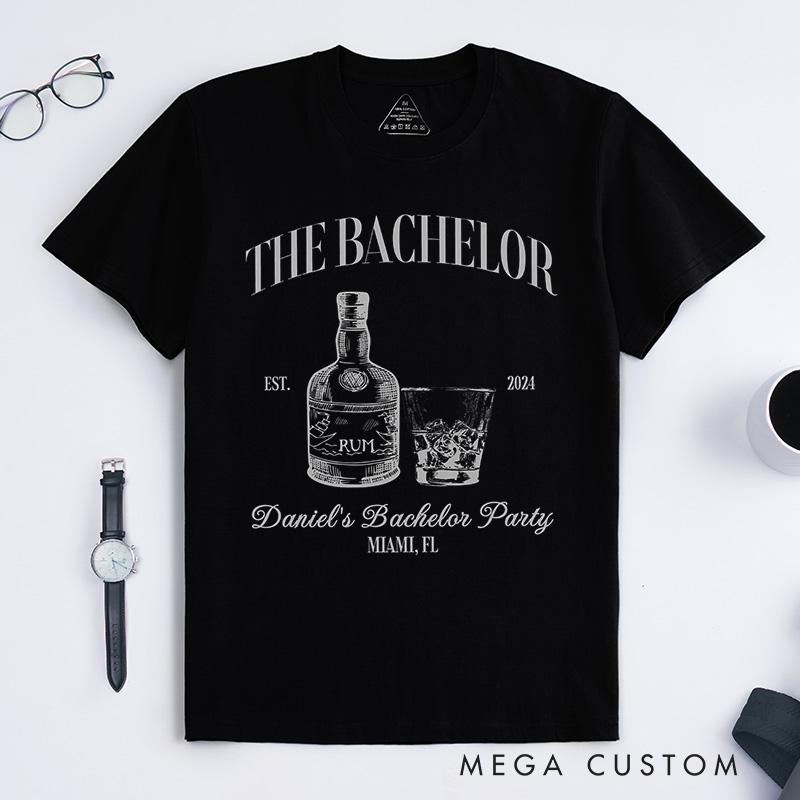 Personalized Groomsman Bachelor T-Shirt Rum-Themed Bachelor Party Groom Wedding Party Shirt Best Man Gift Shirt for Men