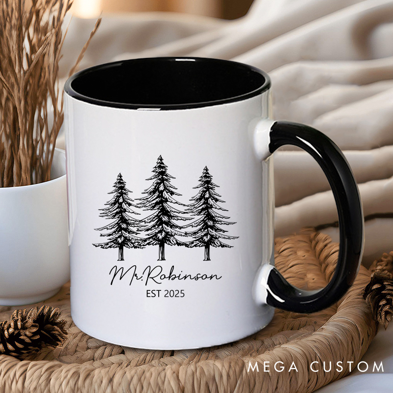 Personalized Nature-Themed Mr. & Mrs. Mugs Wife Husband Coffee Mug for Couple Wedding Groom Bride Ceramic Coffee Cup for Him Her