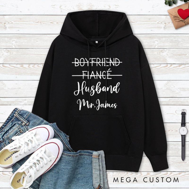 Personalized Playful Relationship Upgrade Husband and Wife Newlyweds Wedding Couple Hoodie