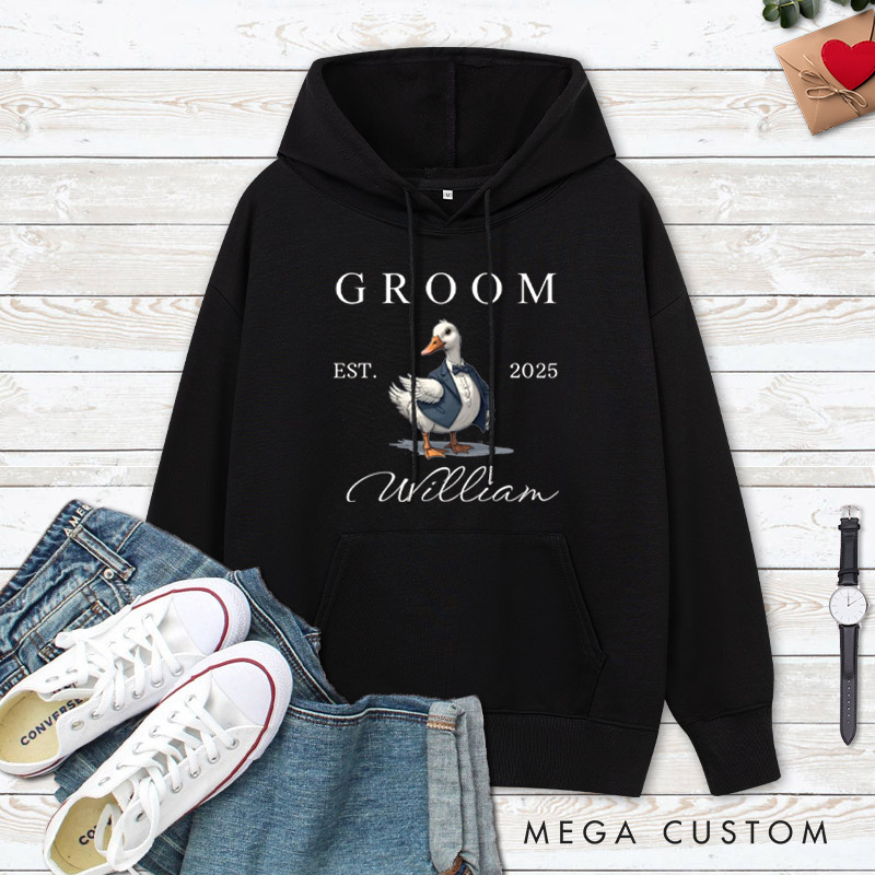 Personalized Bride and Groom Silly Goose Matching Wedding Couple Hoodie