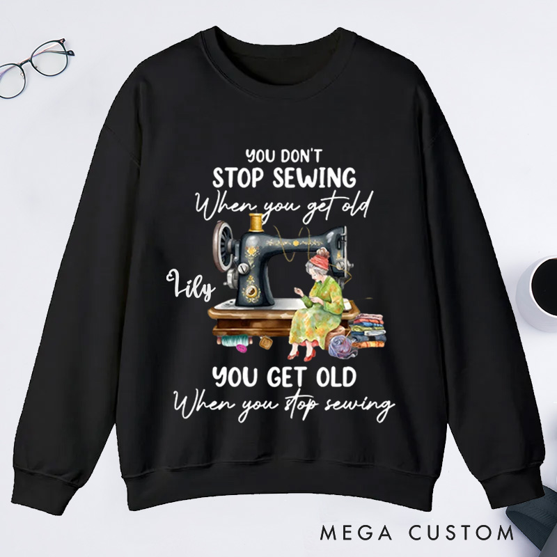 Personalized Funny Quotes Sewing Machine Classic Sweatshirts Sewing Sweatshirts Sewing Pattern Sweatshirts Mom Life Cute Sewing Gift