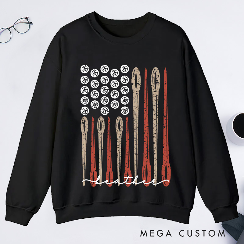 Personalized Sewing Flag Classic Sweatshirts Sewing Gift Love Sewing Gifts For Her Sewing Gifts Women