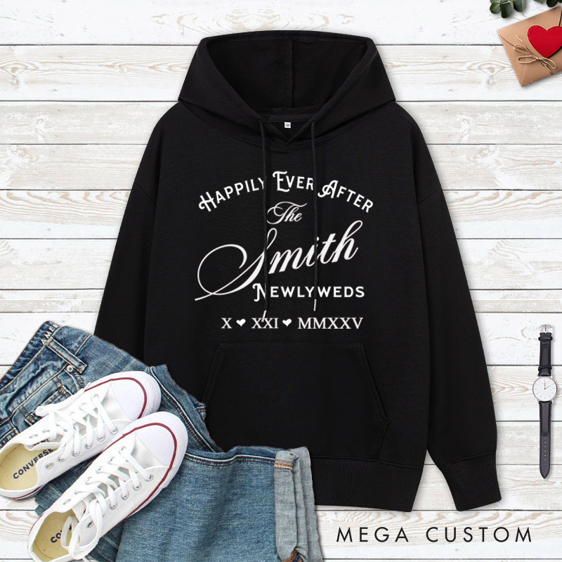 Personalized Newlyweds Happily Ever After Wedding Couple Hoodie