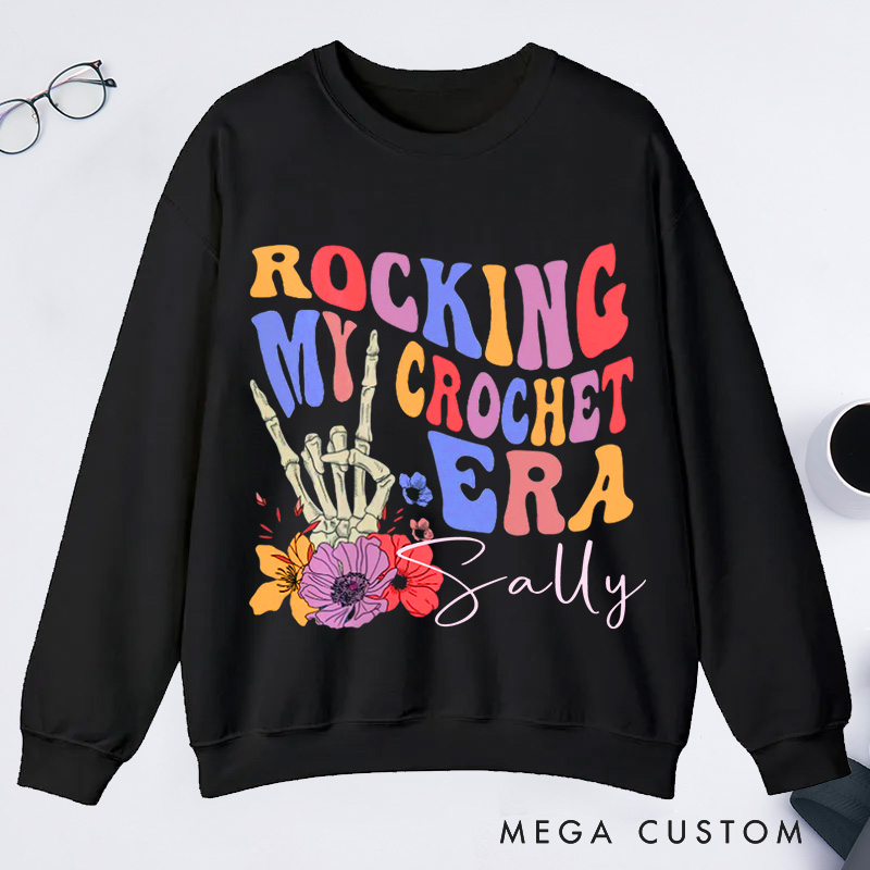 Personalized Rocking My Crochet Era Classic Sweatshirts In My Crochet Era Comfort Colors Retro Trendy Sweatshirts