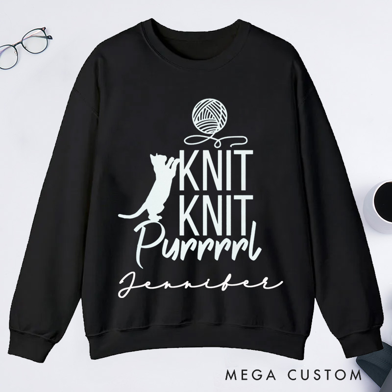 Personalized Cat Lover Classic Sweatshirts Funny Crocheting Sweatshirts