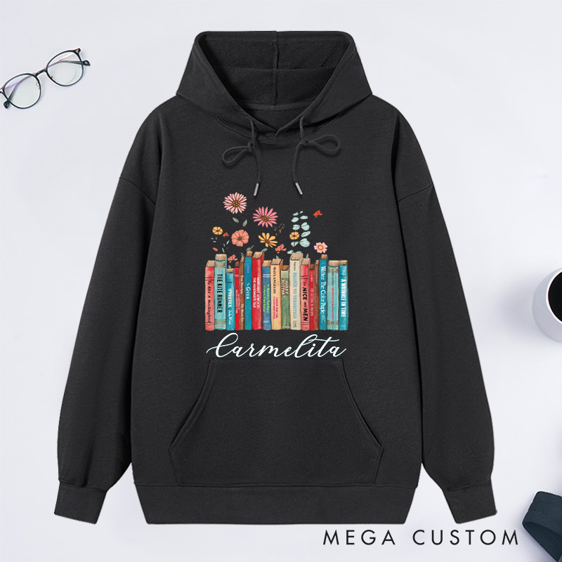 Personalized I'm with the Banned Classic Hoodies Floral Books Hoodies Custom Bookish Hoodies with Name Librarian Gift Book Lover Gift for Reader