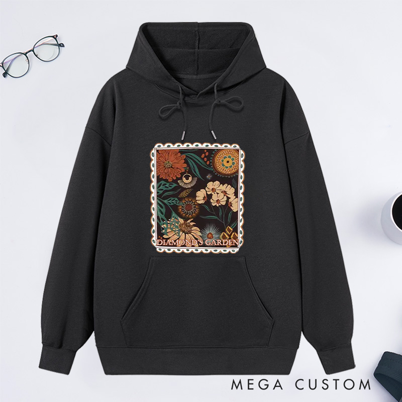 Personalized Boho Floral Cottagecore Classic Hoodies Custom Fall Flowers Nature Hoodies with Name Plant Lover Gift Gardening Lover Gift for Gardener