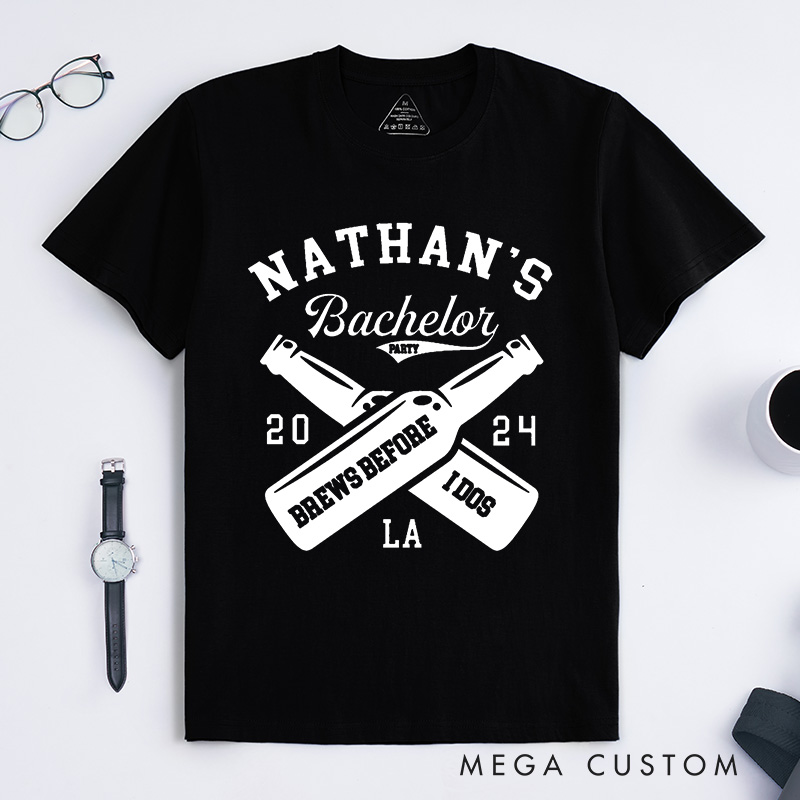 Personalized Brews Before I Do's Bachelor Party T-Shirt Wedding Beer Bottle Lover Shirt Groomsman Proposal T-Shirt for Best Man