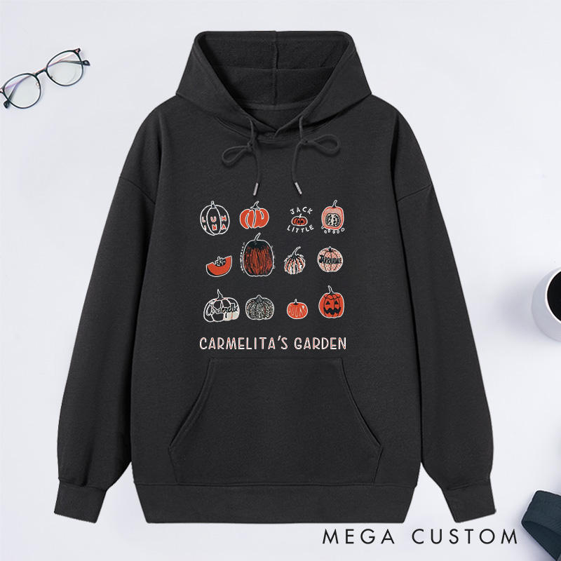 Personalized Pumpkin Classic Hoodies Custom Gardening Hoodies with Name Plant Lover Gift Gardening Gift for Gardener
