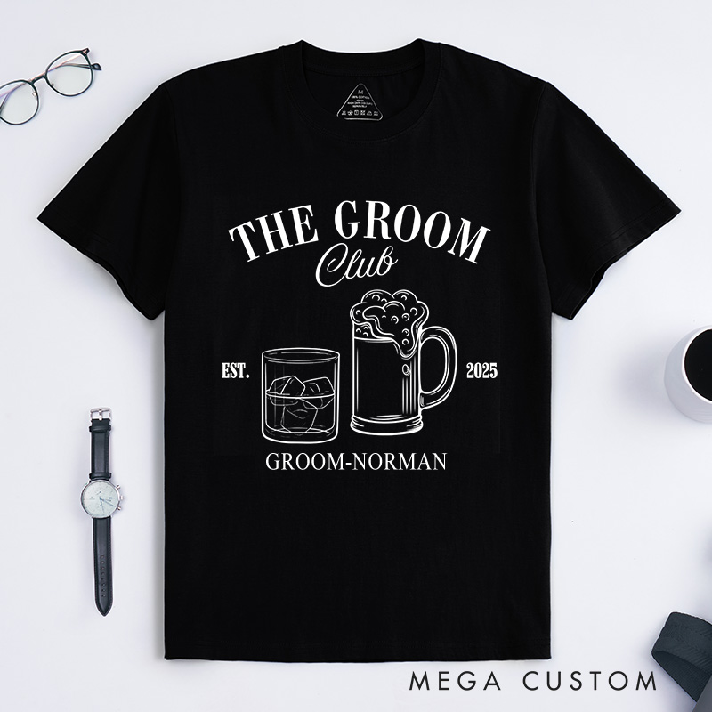 Personalized Groom Groom Club Bachelor Party T-Shirts Beer & Whiskey Shirt for Wedding Groomsman Proposal Shirt Best Man Gift