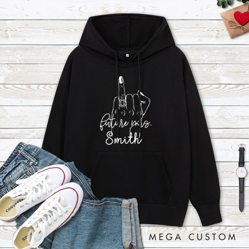 Personalized Minimalist Funny Gesture Future Mrs Fiancee Engagement Fiancée Hoodie