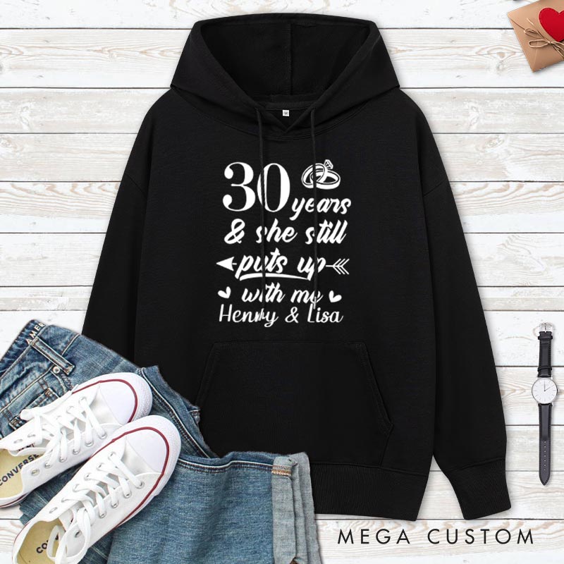 Personalized Funny 30th Anniversary Couple Hoodie Humor Couple 30 Years Anniversary Top Wear for Wife Husband Anniversary Outfit for Couple