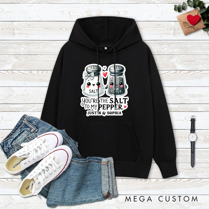 Personalized Couple You’re the Salt to My Pepper Valentine's Day Hoodie with Name Couple Sweatshirt for Boyfriend Girlfriend Husband Wife
