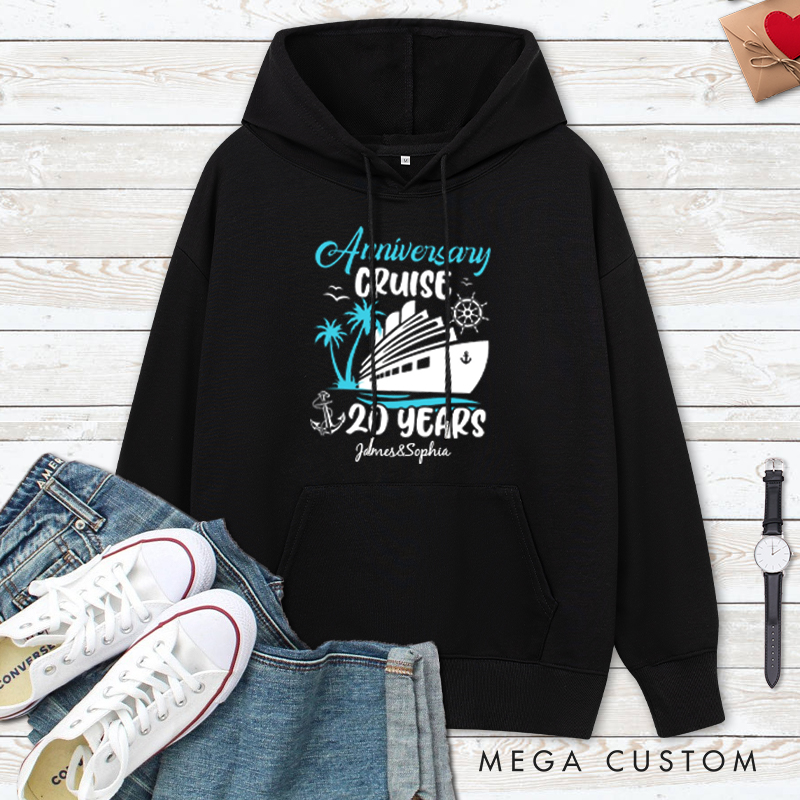 Personalized 20th Anniversary Cruise Hoodie Couple Cruise 20 Years Anniversary Top Wear Wife Husband Anniversary Outfit