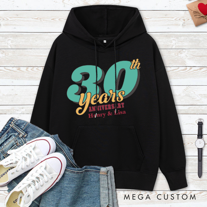 Personalized 30th Anniversary Celebration Hoodie Couple 30 Years Anniversary Outfit 30th Anniversary Top Wear for Wife Husband