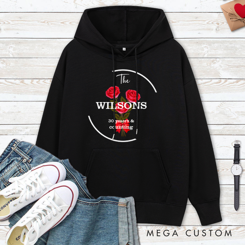 Personalized Personalized 30th Anniversary Rose Hoodie Couple 30 Years Top Wear 30th Rose Anniversary Outfit for Wife Husband