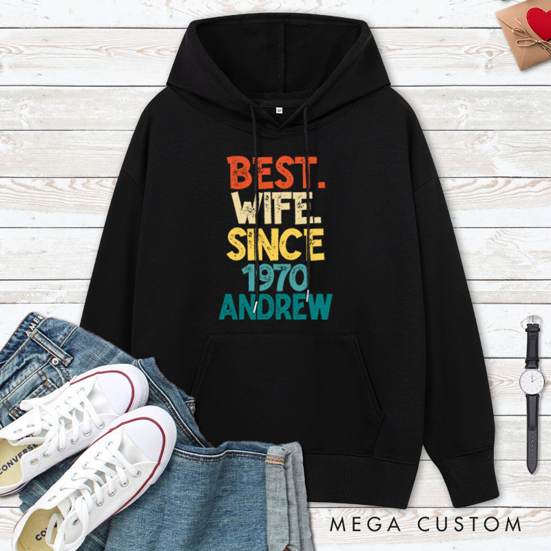 Personalized Best Wife & Husband Since 1970 Couple Hoodie Couple 55 Years Anniversary Top Wear 55th Anniversary Outfit for Wife Husband