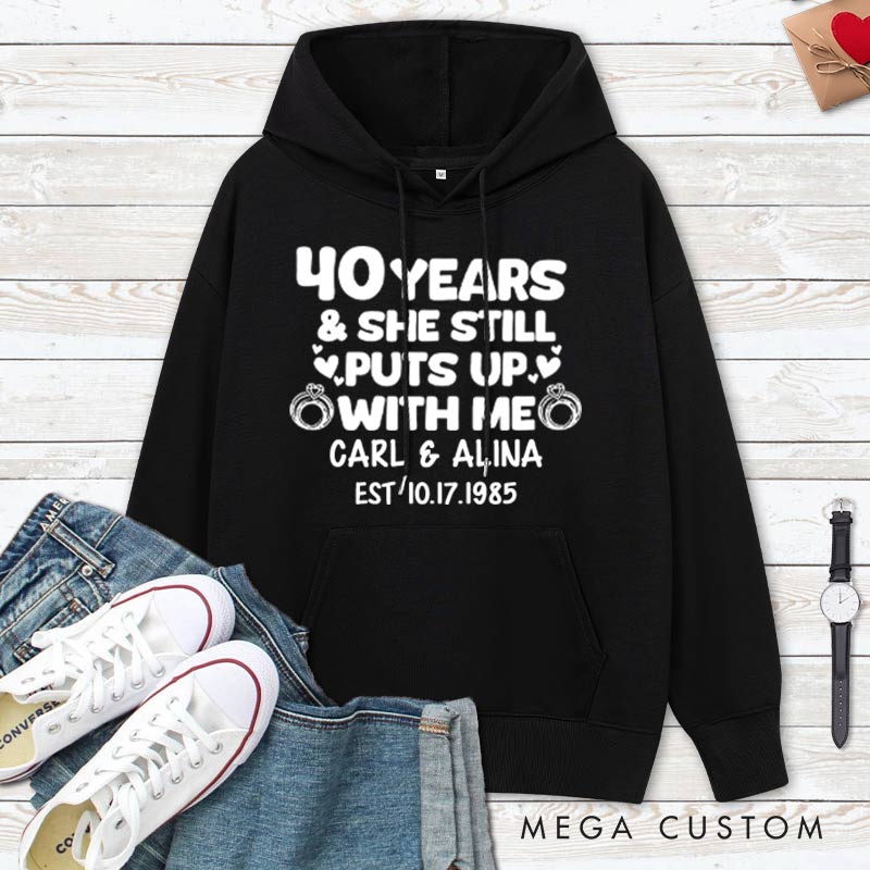 Personalized Funny 40th Anniversary Couple Hoodie Humor 40th Anniversary Hoodie for Couple Anniversary Outfit for Wife Husband