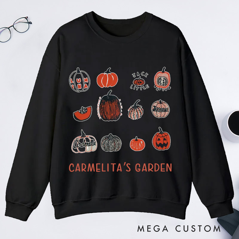 Personalized Pumpkin Classic Sweatshirts Gardener Sweatshirt with Name Halloween Sweatshirt Plant Lover Gift Gardening Lovers Gift