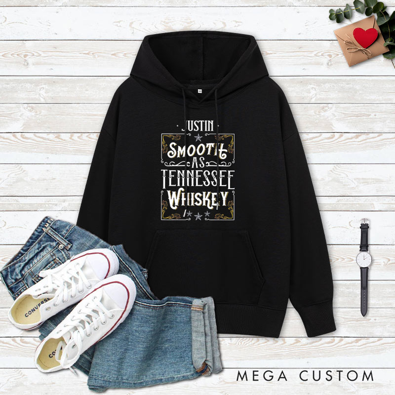 Personalized Couple Smooth as Tennessee Whiskey Hoodie Sweet as Strawberry Wine Valentine's Day Sweatshirt for Boyfriend Girlfriend Husband Wife