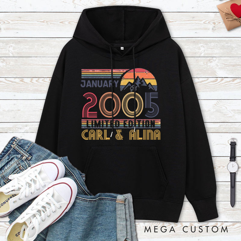 Personalized Limited Edition Couple Hoodie Vintage Anniversary Outfit for Husband Wife Couple Anniversary Hoodie for Her Him