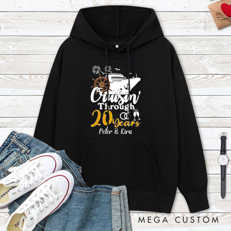 Personalized Cruisin' Through 20 Years Anniversary Hoodie 20th Couple Anniversary Outfit for Husband Wife