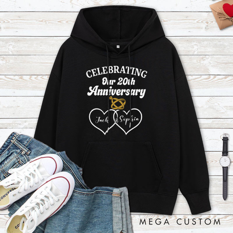 Personalized Celebrating Our 20th Anniversary Hoodie Couple 20th Anniversary Outfit for Husband Wife Causal Hoodie for Her Him