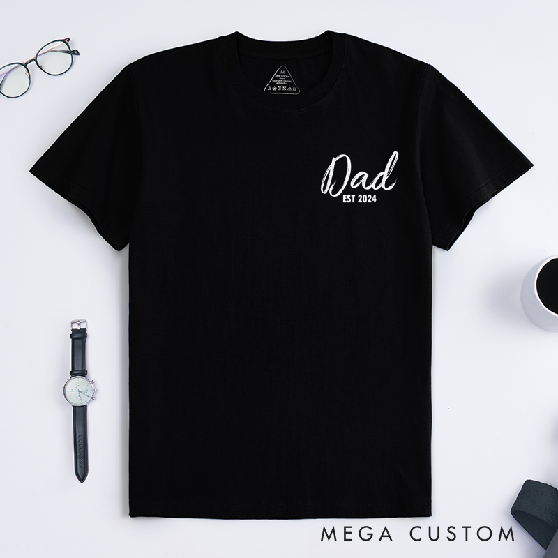 Personalized Dad T-Shirt with Children's Names and Dad EST Year for Special Occasions Classic T-shirt
