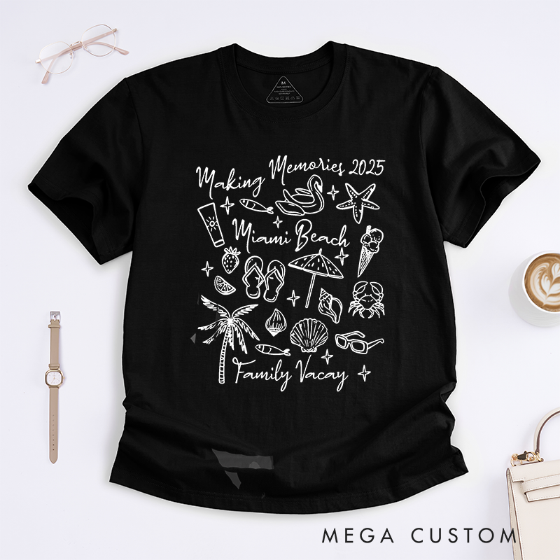 Personalized  Matching Family Beach Vacation Tee with a Coastal Aesthetic Classic T-shirt