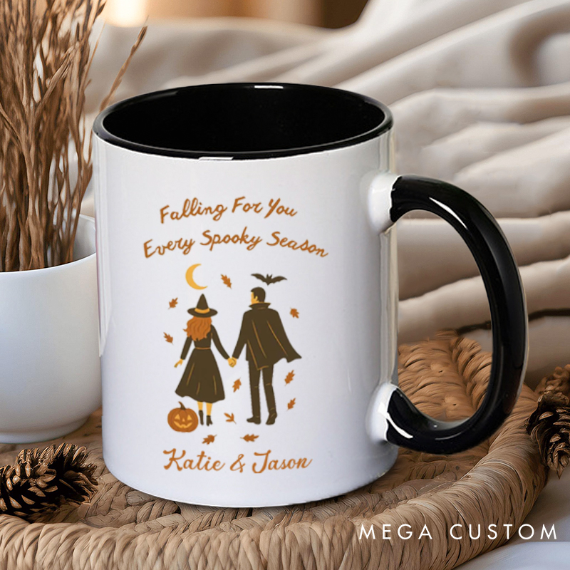 Personalized Falling for You Every Spooky Season Halloween Couple Mugs 
