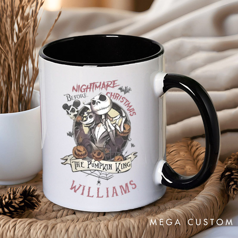 Personalized The Pumpkin King and Queen Halloween Couple Mugs 