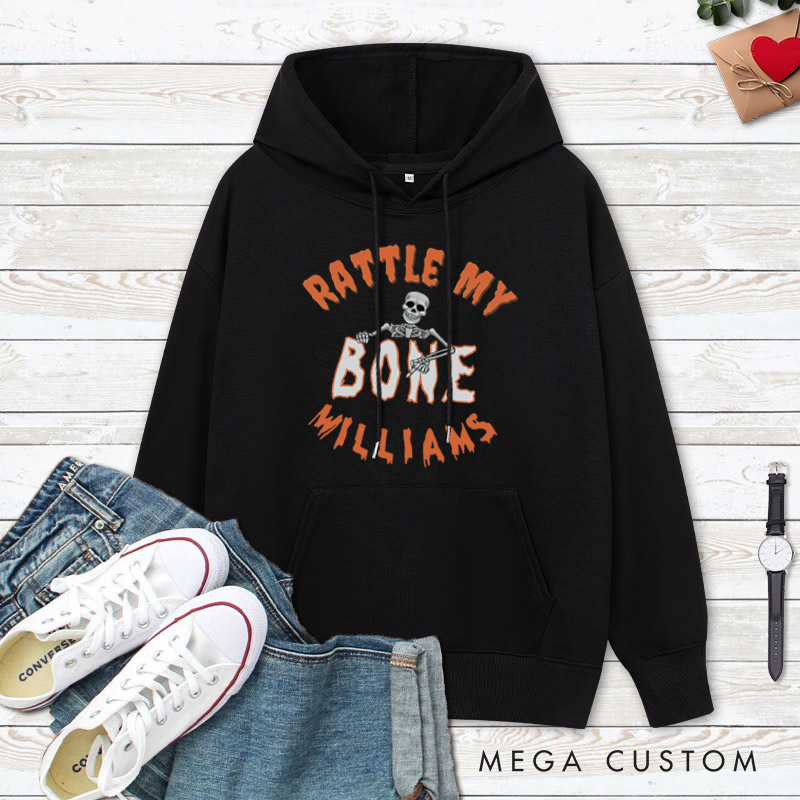Personalized Rattle My Bone and Let's Get Tangled in My Web Halloween Couple Hoodie