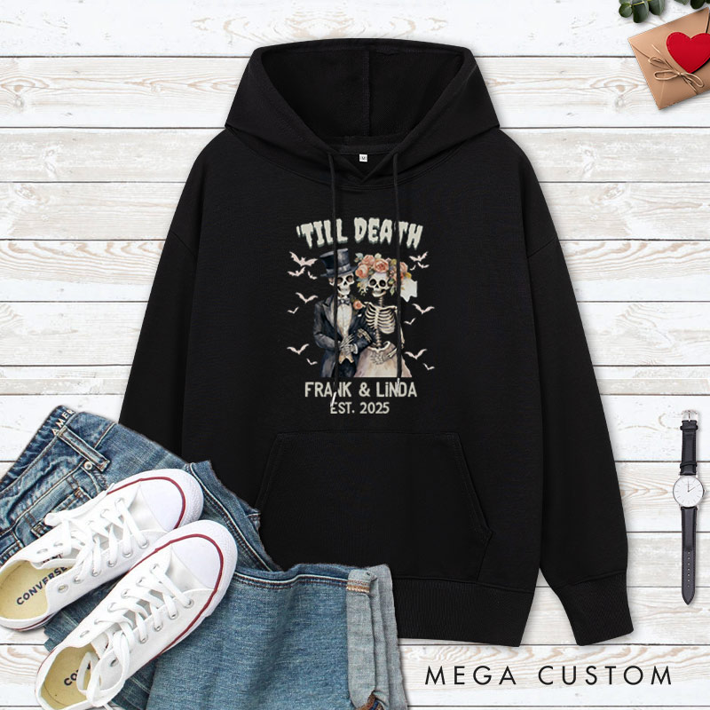 Personalized Til Death Do Us Part Skeleton Couple Halloween Couple Hoodie