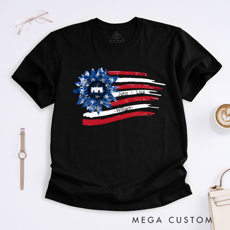Personalized a Gift from Above Flowers and National Flag Design Classic T-shirt