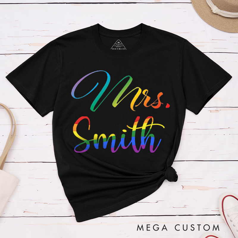 Personalized LGBTQ Couple T-Shirts Celebrate Love and Pride Shirt for her Rainbow LGBTQ Tee Lesbian Matching Tops