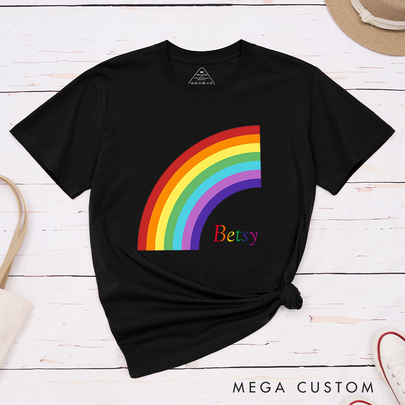 Personalized Rainbow Pride Couple T-Shirts LGBTQ Lesbian Gay Couple Shirt Pride Month T-Shirt for Couple