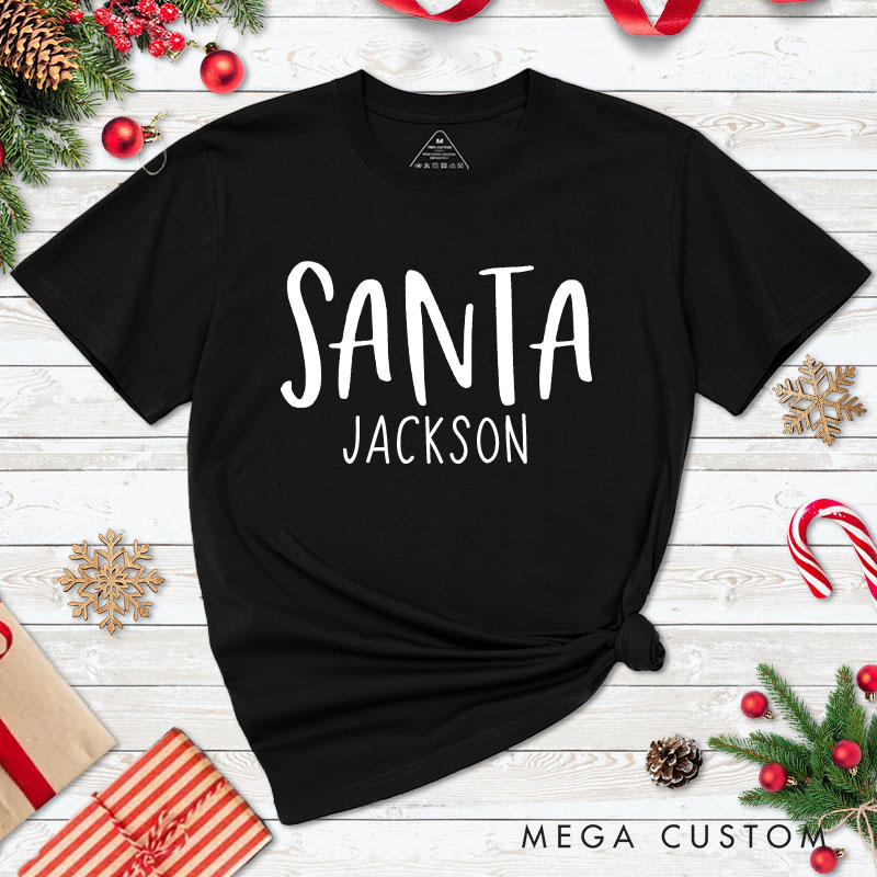 Personalized Couple Cute Santa and I Put Out for Santa Matching T-Shirt Couple Christmas T-Shirt for Husband Wife Boyfriend Girlfriend Gift