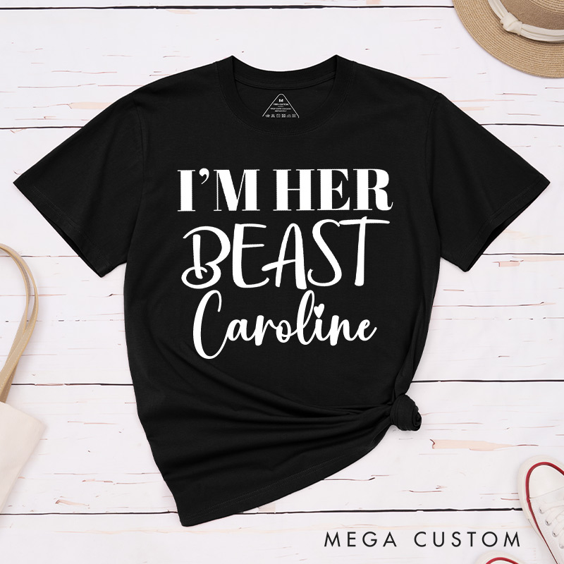 Personalized I'm Her Beast I'm Her Beauty Lesbian Matching Couple T-Shirts LGBTQ Lesbian Matching Shirt for Her LGBTQA+ Tees