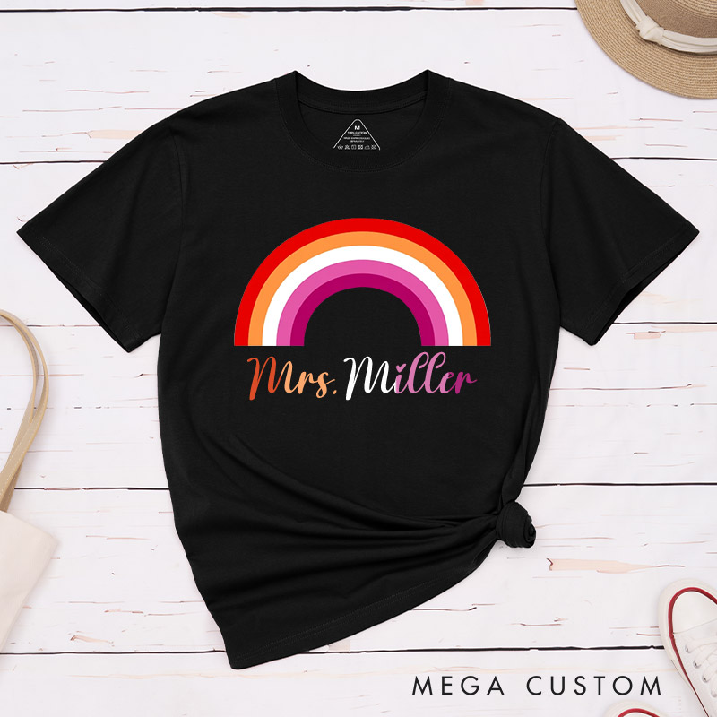 Personalized LGBTQ Couple T-Shirts LGBTQA+ Lesbian Matching Shirt for Pride Month LGBTQ Lesbian Wedding Tee for Gay