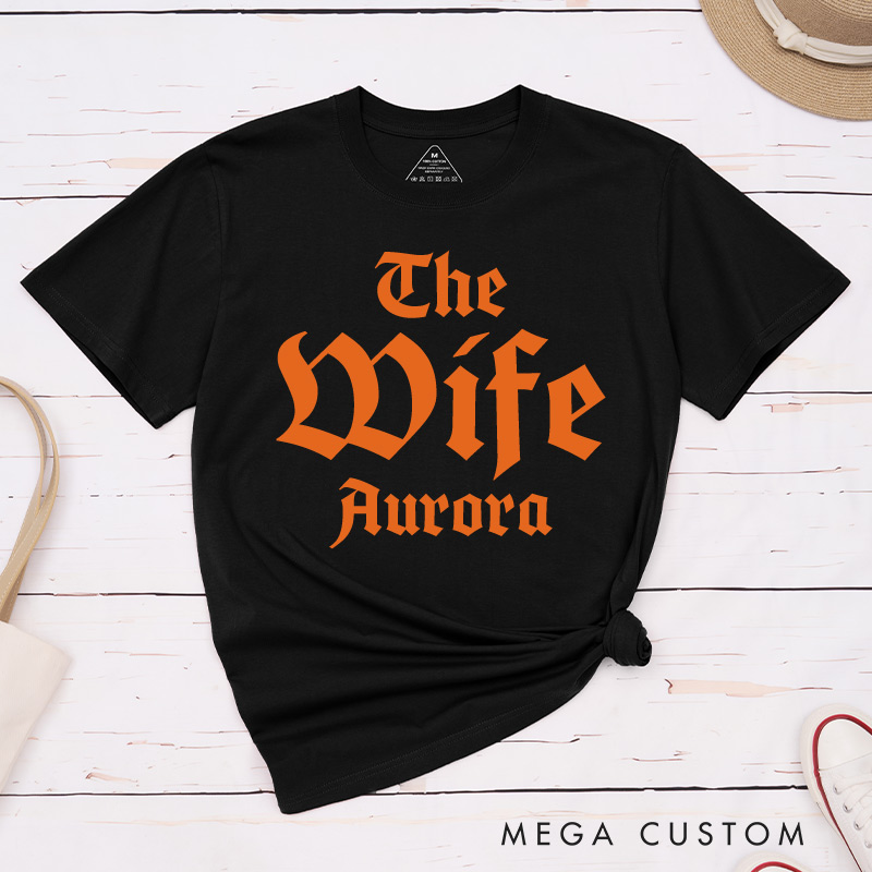 Personalized The Wife Wifey Matching Couple T-Shirts Halloween LGBTQ Lesbian Matching Shirt for Her Lesbian Wedding Tee