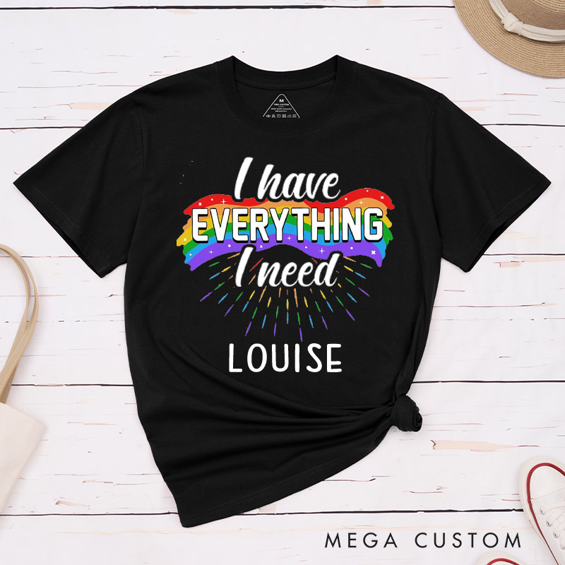 Personalized Lesbian Matching T-Shirts Everything I Need Everything I Am Couple T-Shirts LGBTQ Lesbian Couple Matching Tee