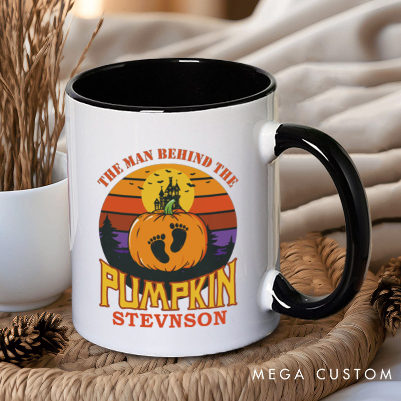 Personalized The Man Behind the Pumpkin and The Woman Growing the Pumpkin Halloween Couple Mugs