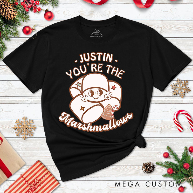 Personalized Couple You’re the Marshmallows Christmas T-Shirt Couple To My Hot Cocoa Matching Shirt for Husband Wife Boyfriend Girlfriend Tee Tops