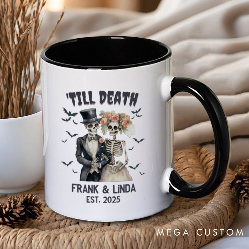 Personalized Till Death Do Us Part Skeleton Couple Halloween Couple Mugs