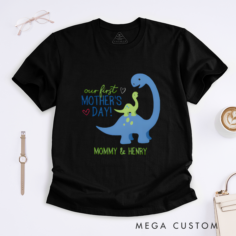Personalized Our First Mother's Day Tanystropheus Mother and Child Design Classic T-shirt