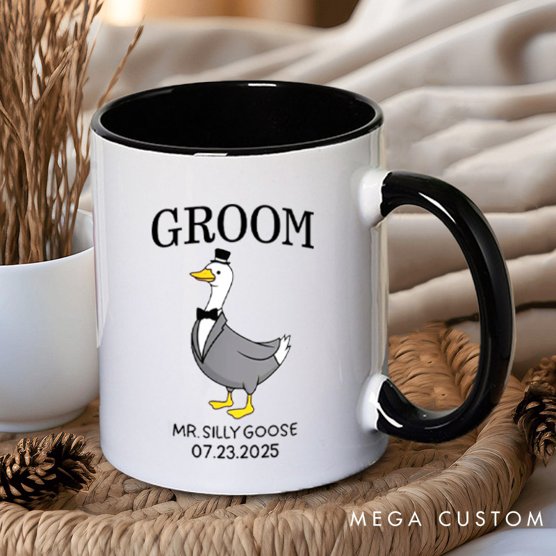 Personalized Bride and Groom Silly Goose Mr and Mrs Matching Wedding Couple Mugs