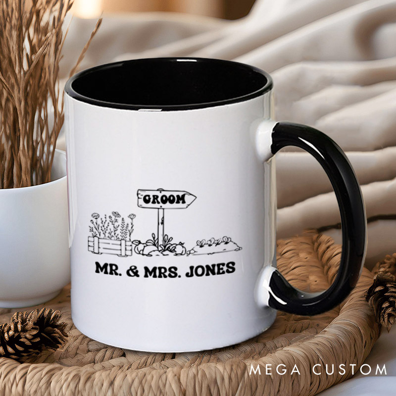 Personalized Rustic Bride and Groom Countryside Matching Wedding Couple Mugs