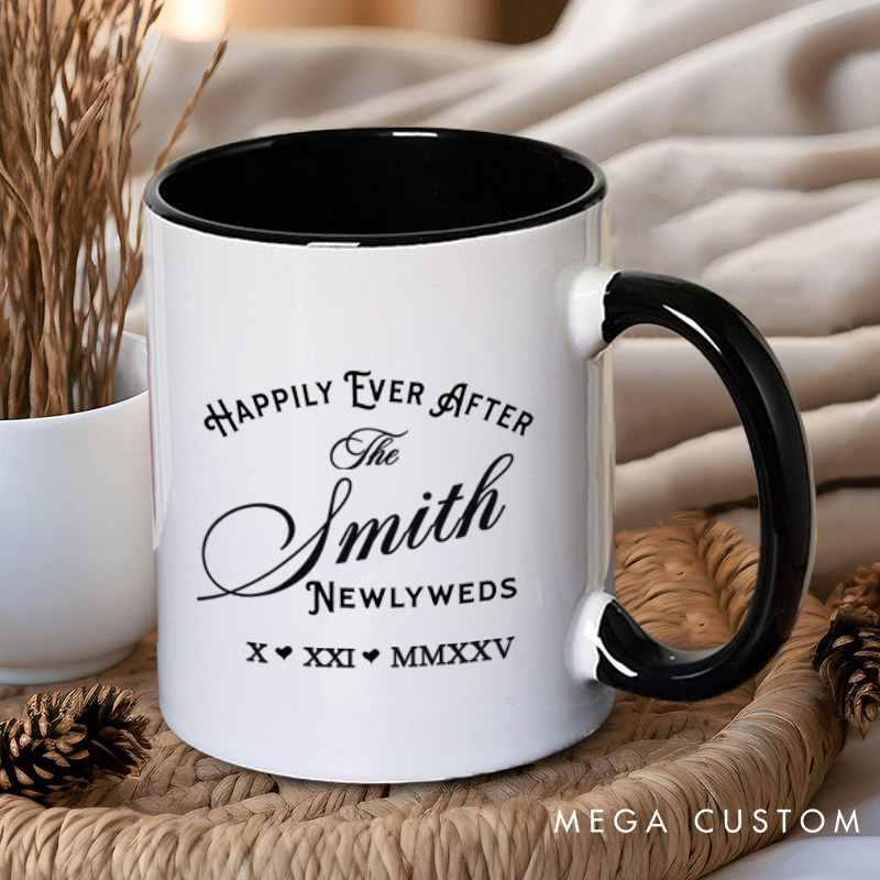 Personalized Newlyweds Happily Ever After Wedding Couple Mugs