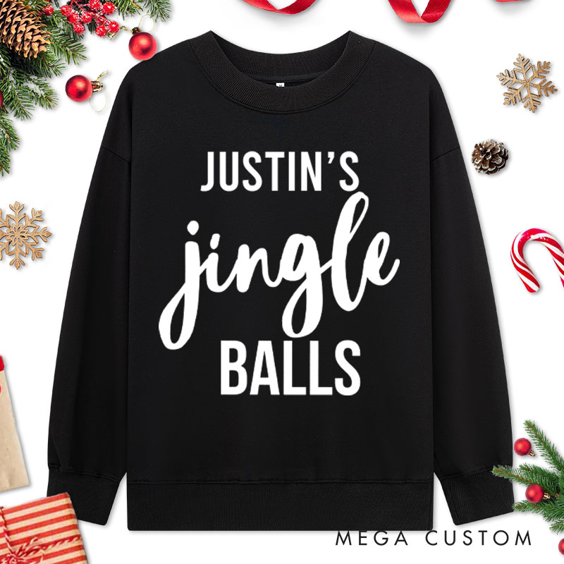 Personalized Couple Minimalist Jingle Balls and Tinsel Tits Christmas Sweatshirt Couple Xmas Matching Sweatshirt for Husband Wife Boyfriend Girlfriend